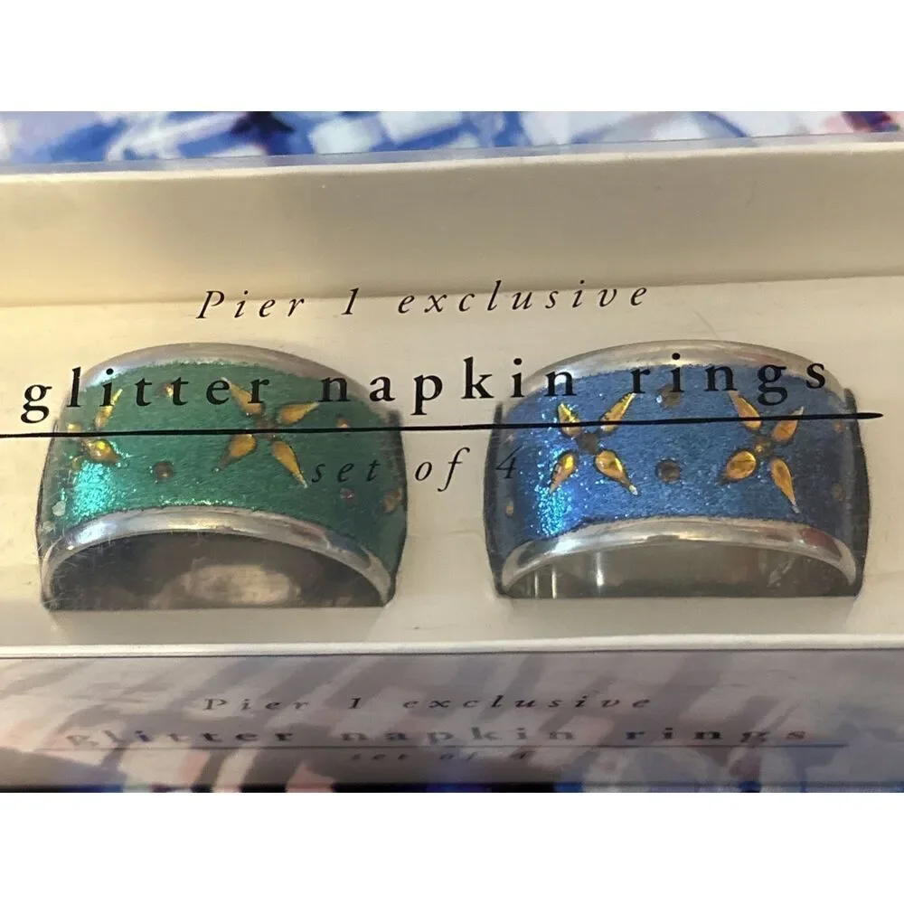 PIER‎ 1 -Glitter Napkin Rings Set Of 4 (New)